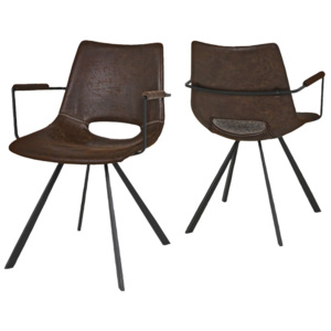 Dizajnová stolička Izabella s opierkami / hnedá