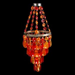 Sanu Babu Ozdobný plastový luster - tienidlo, červeno oranžové korálky, 61cm