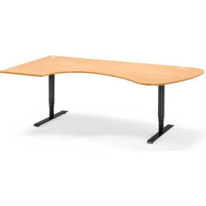Výškovo nastaviteľný stôl Adeptus, ľavý, 2200x1200 mm, buk lam./čierna