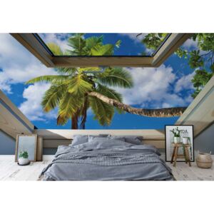 Fototapeta - Tropical Beach 3D Skylight Window View Papírová tapeta - 368x280 cm