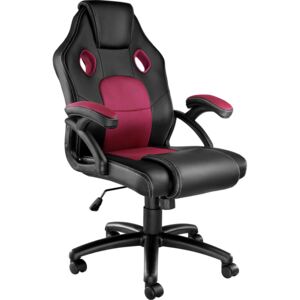 Tectake 403458 kancelářská židle ve sportovním stylu mike - černá/vínová
