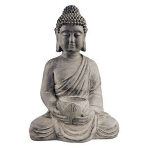 BUDDHA Socha sediaceho Budhu s táckou na sviečku