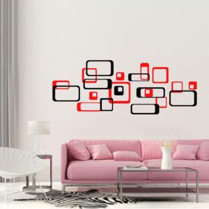GLIX Dekoratívne štvorce - samolepka na stenu Čierna a červená 2 x 75 x 75 cm