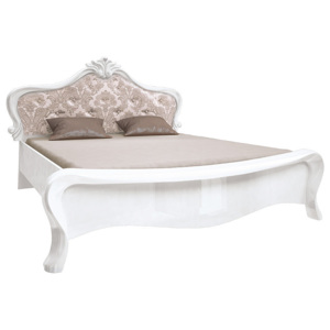 Manželská posteľ MARSEILLE + rošt + matrac DE LUX + mäkký záhlavník, 160x200, biala lesk