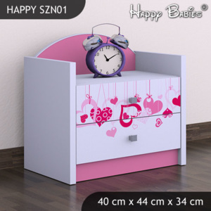 Nočný stolík Happy Pink SZNO 01 všetky motívy