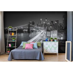 Fototapeta - New York City Brooklyn Bridge Lights Vliesová tapeta - 254x184 cm