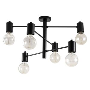 Čierne stropné svietidlo pre 6 žiaroviek Opviq lights Hexa