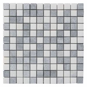 ALFIstyle Kamenná mozaika z mramoru, Square white and grey, 30 x 30 x 0,9 cm, NH207