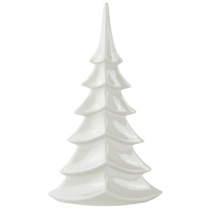 Biely keramický dekoratívny vianočný stromček KJ Collection, výška 35 cm