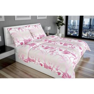 Glamonde luxusné obliečky bavlnený satén Vinicio s ružovým kvetovaným vzorom na striebornom podklade