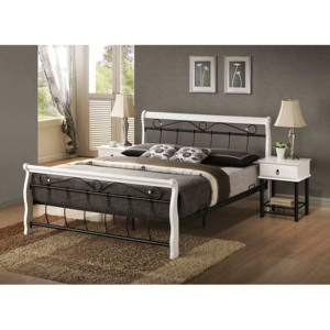 Drevená posteľ VENA 2 + rošt, 160x200, biela/čierna