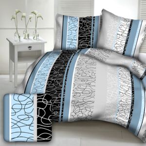 Luxusné bavlnené posteľné obliečky LEA BLUE prikrývka 140x200cm vankúš 70x90cm - 140 x 200 cm - 1x vankúš 1x prikrývka