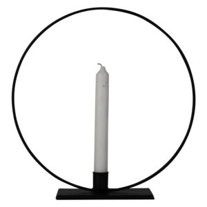 Kovový stojan na sviečku Circle, Black, 28 cm