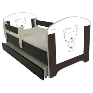 SKLADOM: Detská posteľ bez šuplíku HNEDÝ MACKO 140x70 cm + 2x krátka bariérky