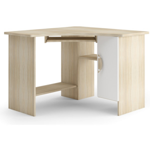 Rohový písací stôl SPARTAN II, dub sonoma/biela