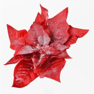 Poinsettia červená zasnež. Clip 15cm