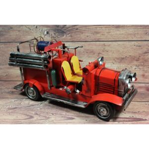 Plechové auto hasičské (38,5x20x14 cm) maketa - červené
