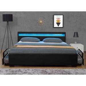 Čalúnená posteľ LYON, 140 x 200 cm, s úložným priestorom - čierna