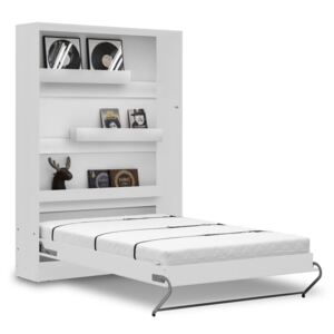 Sklápacia posteľ 120x200 s voliteľnou skriňou - Biely lesk