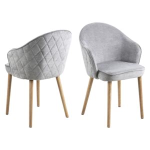 Dizajnová jedálenská stolička Alfie, sivá / prírodná