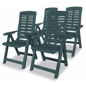 Polohovateľné záhradné stoličky 4 ks plast Zelená
