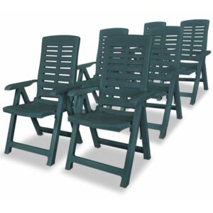 Polohovateľné záhradné stoličky 6 ks plast Zelená