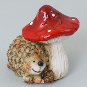 Keramický ježko s muchotrávkou 10x9x9.5 cm