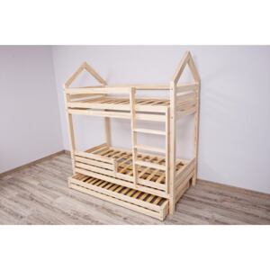 Domčeková poschodová posteľ Premium s voliteľnou zábranou rozměr lůžka: 80 x 190 cm, Zábrany: Zadní