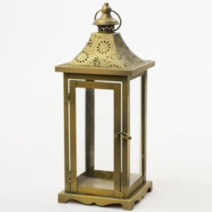Lampáš kovový zlatý-s 14,5x14,5x37 cm