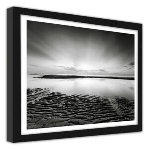 CARO Obraz v ráme - Wavy Sea Shore 50x40 cm Čierna