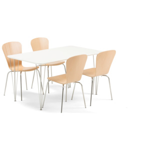 Jedálenská zostava: Stôl Zadie + 4 stoličky Milla, buk