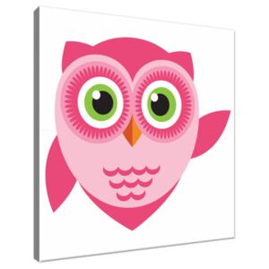 Obraz na plátne Ružová sovička so zelenými očami 30x30cm 3130A_1AI