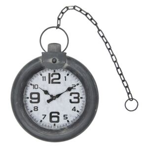 Kovové nástenné hodiny šedé - 30 * 8 * 40 cm / 1xAA
