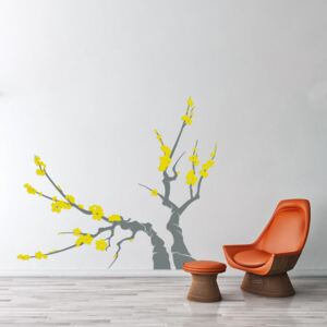 GLIX Strom II.- samolepka na zeď Žltý a šedý kmeň 90 x 100 cm