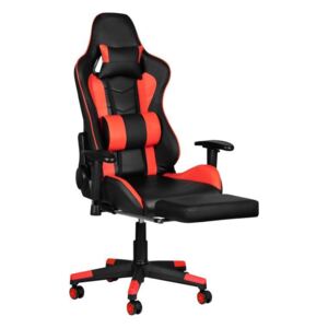 Herná stolička Premium 557 s opierkou nôh - červeno-čierna