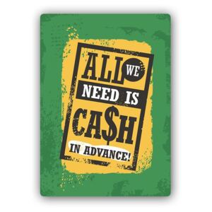 CARO Kovový obraz - Retro - All We Need Is Cash 50x70 cm
