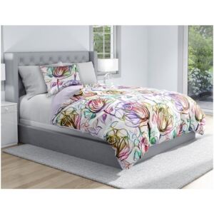 Bedtex Obliečky bavlnený satén – Roses fialové, 140 × 200 cm / 70 × 90 cm