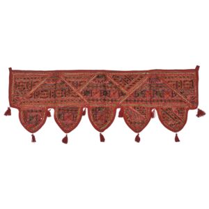 Sanu Babu Záves nad dvere, červený, výšivka, strapce, 104x37cm