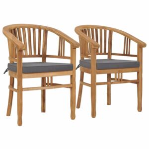 Záhradná stolička s poduškami 2 ks teakové drevo Dekorhome Sivá