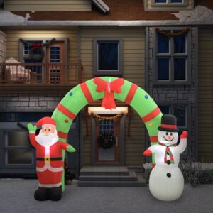 Vianočný nafukovací oblúk so Santom a snehuliakom LED 280 cm