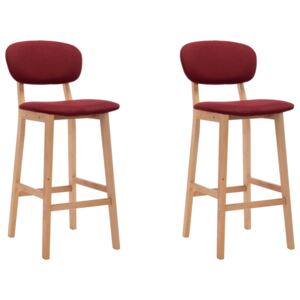 Barové stoličky 2 ks vínovo-červené látkové
