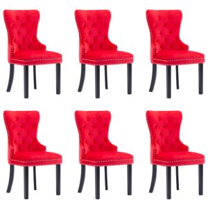 Jedálenské stoličky 6 ks červené zamatové