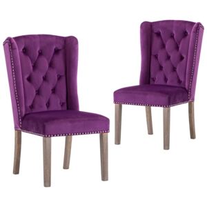 Jedálenské stoličky 2 ks fialové zamatové