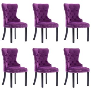 Jedálenské stoličky 6 ks fialové zamatové