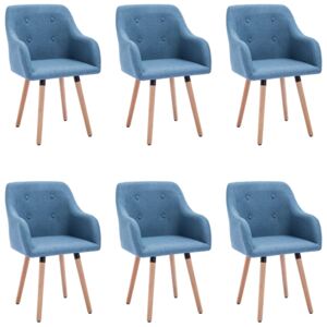 Jedálenské stoličky 6 ks, modré, látka