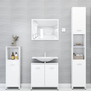 3-dielna súprava kúpeľňového nábytku, biela, drevotrieska
