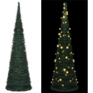 Rozkladací umelý vianočný stromček s LED reťazou zelený 150 cm