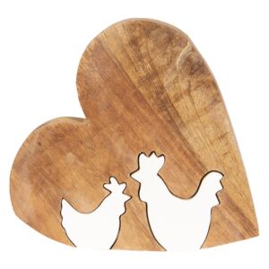 Drevená veľkonočné dekorácie Srdce s kohútikmi - 23 * 22 * 2 cm