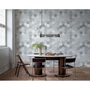 Vliesová tapeta Mr Perswall - Alhambra Tiles - Shadow Grey 360 x 265 cm