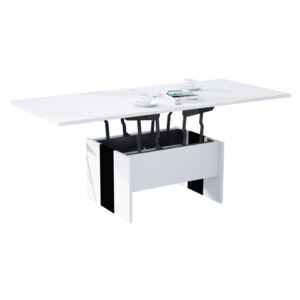 SOLO bílá a černá barva, rozkládací, zvedací konferenční stůl, stolek, černobíla